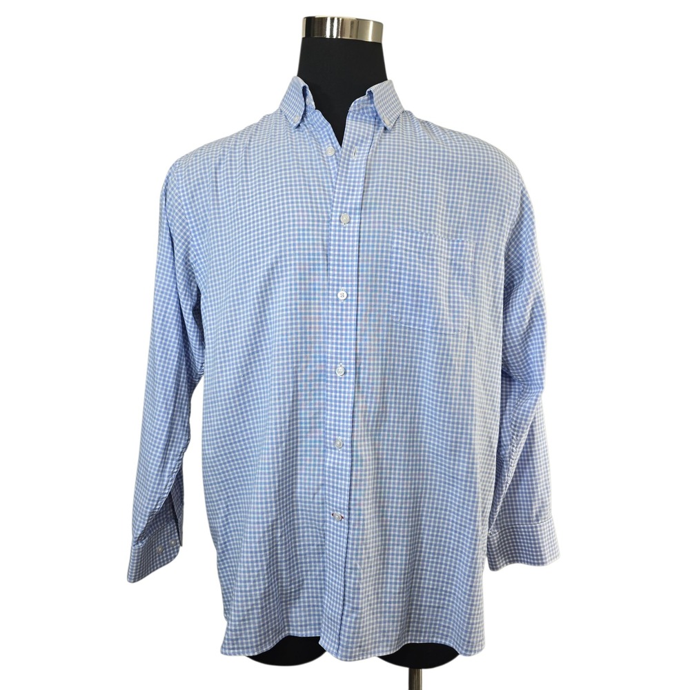 Daniel Cremieux Gingham Dress Shirt Button Down Long Sleeve Blue Mens L